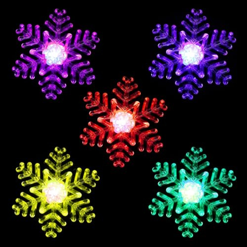 SOLUSTRE 5 Stücke LED Schneeflocken Fensterdeko Lichter Weihnachten Fensterlicht LED Weihnachtsbeleuchtung Fenster Saugnapf Lichterkette Fensteraufkleber Weihnachtsdeko Xmas Deko Ohne Akku