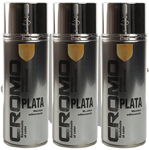 H HANSEL HOME Pintura Spray Especial Efecto Plata Cromado 400 Ml - Pack de 3 Unidades