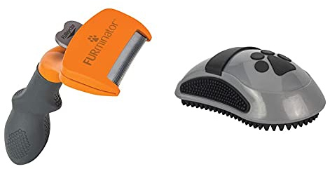 Furminator deShedding-Tool Hund Größe M Langhaar - Hundebürste für mittelgroße Hunde zur Entfernung der Unterwolle & Striegel für Hunde und Katzen - Fellpflege Bürste massiert sanft die Haut, Grau