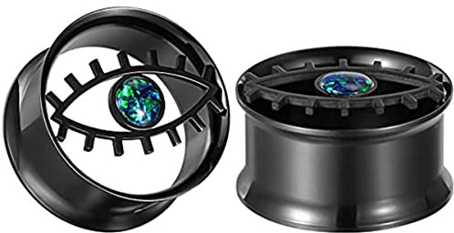 Huacan Tunnel 8mm 10mm 12mm 14mm 16mm Set Flesh Tunnels Ohren Plug Schwarz Bunte Augen Edelstahl 316L Klassisch Frauen Double Flared Frau Plugs Expander Damen Herren 1 Paar