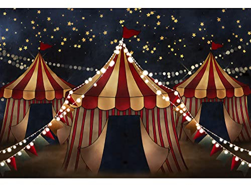 Renaiss 1.8x1.2m Rouge Blanc Cirque Toile de Fond Nuit Ciel Carnaval Grand chapiteau Photographie Fond bébé Douche Enfants fête d'anniversaire décoration Fournitures Vinyle Photo Studio Accessoires