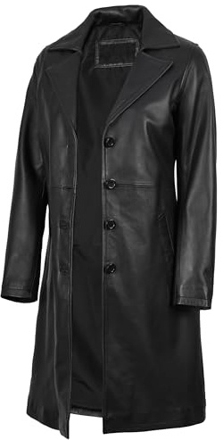 Decrum Womens Black Leather Trench Coat - Leather Jackets for Womens | [1514275] Btmn Coat, XL