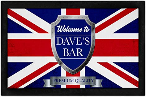 Personalised Union Jack Bar Runner Any Name Custom Beer Mat Home Pub Bar Drinks Accessories Gift For Him Novelty Father's Day Dad Man Cave Gifts