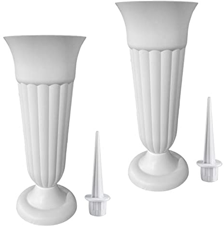 LOVIVER Vase Funéraire Détachable Vase Commémoratif pour Arrangement de Fleurs de Pelouse Graveside, Blanche