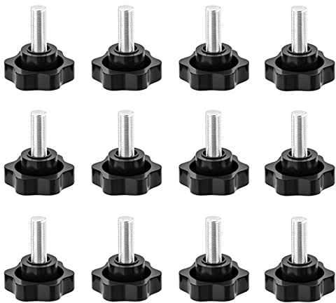 WUDQIJI Sternschraube Rändelschraube 12 Stück Klemmknopf Griff Sterngriff Schrauben Sternkopfschraube Sternform Kopf Klemmmutter Rändel Sterngriff Schraube Sterngriffmutter (M6*20mm)