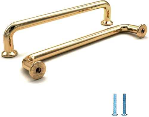 SYZOW 6 Stück Möbelgriffe Gold 192mm Lochabstand Schubladen Griffe für Küchenschränke Gold Schrankgriffe Schubladengriffe Türgriffe für Küchenschränke