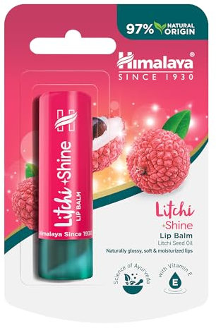 Himalaya Litchi Shine Lip Balm per labbra lucide, morbide ed elastiche, ricco di vitamina E e antiossidanti, 4,5g, Confezione da 1, Litchi Shine 4.5g, Confezione singola