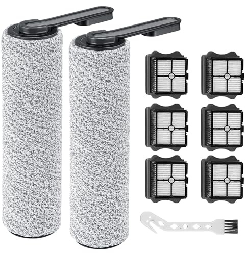 Floor ONE S5 Brush Roller and HEPA Filter Replacement, Compatible with Tineco S5 / S5 Pro /S5 Pro 2 / iFLOOR 5 Breeze Complete Cordless Wet Dry Vacuum Cleaner - 2 Soft Rollers + 6 Vacuum Filters