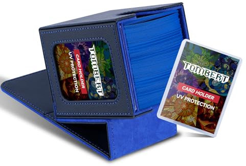 tombert Premium Deck Box Hülle für MTG Commander – patentiertes Design, Commander Display, als Deckhalter, passend für 100 Karten mit Doppelhüllen (schwarz und blau)