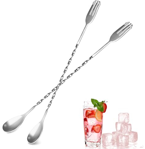 Barlöffel, Cocktail-Rührlöffel, Edelstahl, langer Griff, Löffel für Cocktails und Mischen, geeignet für Restaurants und Partys, 32 Stück
