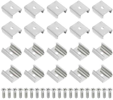 PATIKIL Clip per Strisce LED, 120pz Staffe Montaggio in Acciaio Inossidabile Supporto Morsetto a Clip Fissaggio con Viti per Cavo per Illuminazione a Strisce LED da 18mm a 19mm