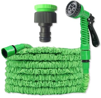 OLYSPM Gartenschlauch Flexibel,Wasserschlauch Flexibel,Gartenschläuche mit 1/2,3/4 Anschlüssen und 7 Modi Spritzpistole,Flexibler Gartenschlauch mit 50FT,75FT,100FT,125FT