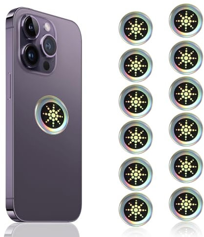 Andibro 12 Stück EMF Strahlenschutz Handy Aufkleber,2.9CM Strahlung Abschirmung Sticker Selbstklebende Anti-Strahlenschutz Aufkleber für Computer Radio Laptop Tablet-PC Fernseher(Silber)