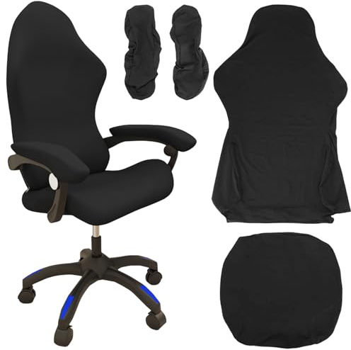 WIYETY Gaming-Stuhlhusse, waschbar, für Gaming-Stuhl, Computer, 4 Stück, Schwarz