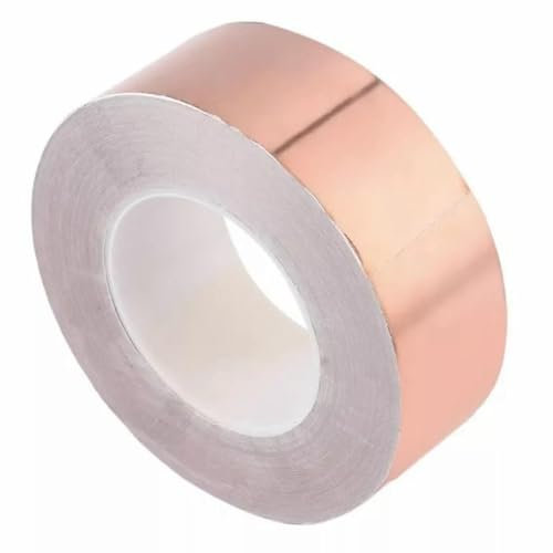 Kupferfolie Klebeband,25M Beidseitig Leitende Kupferfolienband, EMI Kapton Tape, Selbstklebend Abschirmband, Schneckenband Schneckenschutz, Kupferband für Erdung, Löten und Schneckenabwehr (20mmx25m)