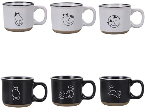Villa d'Este Home Tivoli Set 6 tazzine caffè 90 ml in gres con manico, Cat