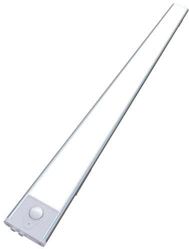 SEENZEEN 23.6in Under Cabinet Lighting, 101-LED, Dimmable, Rechargeable 4400mAh Battery, Indoor Wireless Motion Sensor Closet Light for Kitchen, Counter, Wardrobe (Silver)