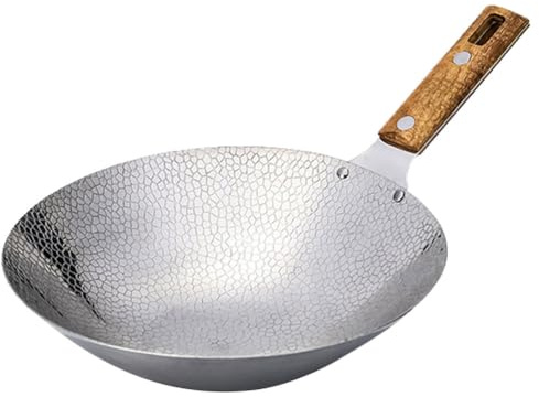 MOLUCKFU Stainless Steel Wok 13.4 Inch Frying Pan with Handle Multipurpose Kitchen Cookware for Stir-Fry Steam and Daily Cooking