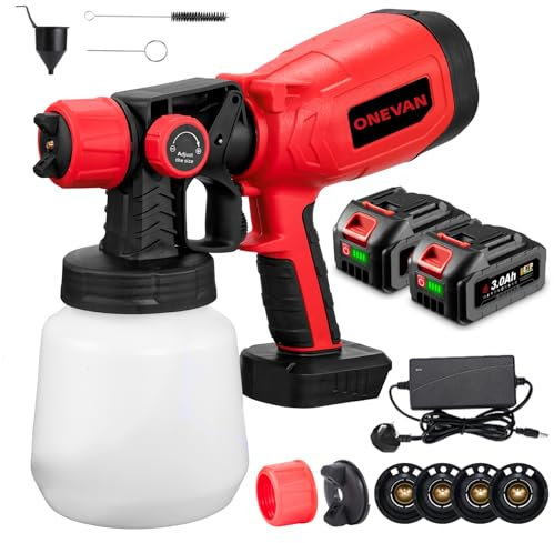 Cordless Paint Sprayer Battery Spray Gun Paint - 900ML Paint Sprayers with 3 Spray Modes and 4 Nozzles, Spray Paint Gun for Wall Painting.