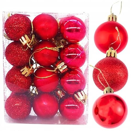 STYLIZER Weihnachtskugeln Unzerbrechlich Set 24 Stück – Kunststoff Christbaumkugeln – Weihnachtskugeln für Weihnachtsdeko und Christbaumschmuck (Rot)