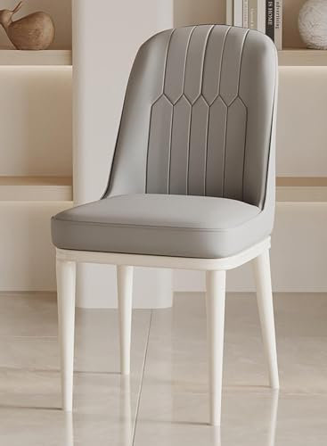 Moderner Esszimmerstuhl, 2er-Set, mit Kunstlederpolsterung, dicke Polsterung und elegante, weiße Metallbeine, stilvolle Möbel für Wohnzimmer, Lounge oder Esszimmer (hellgrau, ohne Armlehnen)