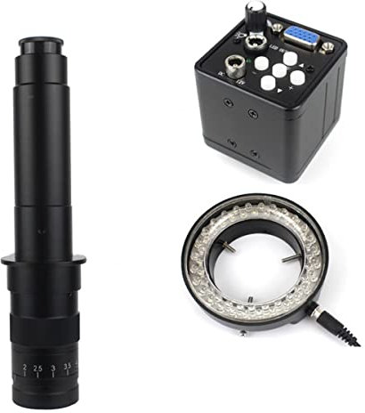 Microscope Observation 14MP 1080P Video Microscope Camera 100X 130X 180X 300X Adjustable Zoom C Mount Lens 56 LED Ring Light(With 300x LED (50mm))