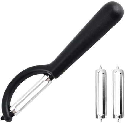 Sparschäler für Tupper mit 2 Ersatzklingen für Tupperware Schäler,Kartoffelschäler Küche Set,Vegetable Peeler Edelstahl,Kunststoffgriff P-Schäler,Leicht Reinigung,für Obst Gemüse (Schwarz)
