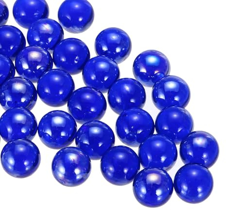 sourcing map Perline di vetro, 1 set di pietre preziose rotonde in vetro, blu scuro, 0,4 kg, ciottoli di vetro per riempire vasi, acquari, decorazioni fai da te