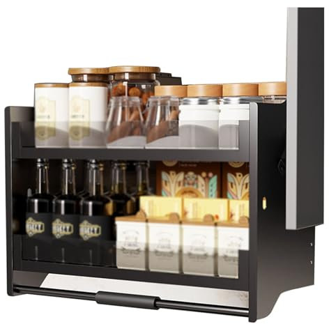 TWHZSAI Aufbewahrungsnische für Küchenwandschränke mit 2-stufigem Pull-Down-Regalsystem. An hohen Schränken montierte Pull-Down-Regale für Küchengeräte. 700-mm-Schranklift in Einer Farbe