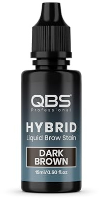 QBS Hybrid Brow Stain – Semi Permanent Eyebrow Tint for Professional Use | Long Lasting Eyebrow Dye Lasts Up to 10 Days on Skin & 7 Weeks on Hair | Waterproof | Colour: Dark Brown (15ml)