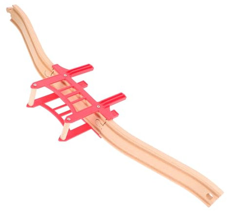 ibasenice Holzeisenbahnbrücke Mit Geraden Schienen Und Zubehör Für Junge Mädchen Kompatibel Mit Eisenbahnschienen Und Spielzeugbahnen