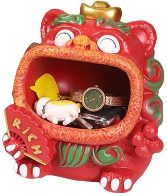 Cuenco para llaves para mesa de entrada, cuenco con forma de león, decoración del hogar para sala de estar, centro de mesa, mesa de café, tocador