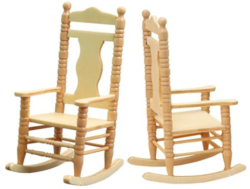 BESPORTBLE 2stücke Holzstuhl Im Maßstab Miniatur-schaukelstuhl Stuhlmodell Aus Holz Möbelzubehör Für Puppenhaus Puppenhausdekoration Holzminiaturstuhl Schreibtischornament Exquisit