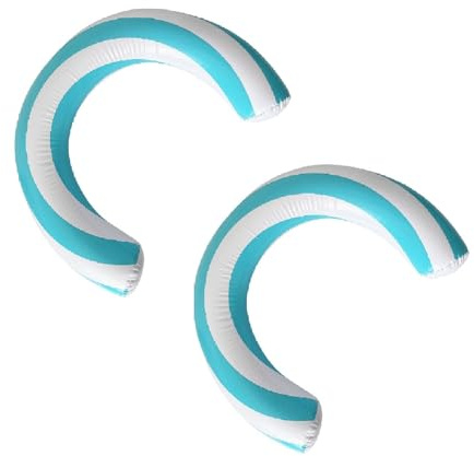 Eoixuqba 2 Stück Gebogene aufblasbare Poolnudeln – 60 x 75 cm Gebogene Schwimmnudel, klassisch blau und weiß gestreift, gebogen, Schwimmen, stark und flexibel, für Sommer, Urlaub, Meer, See