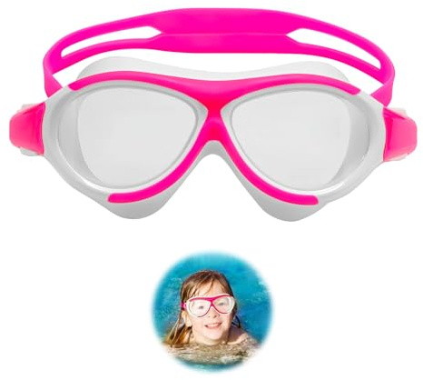 DmDoyy Gafas De Natación Para Niños 5-16 Años, Gafas Para Nadar Antivaho Para Niños, Marco Grande, Buceo Con Correa De Silicona Ajustable, Para Niños Y Niñas
