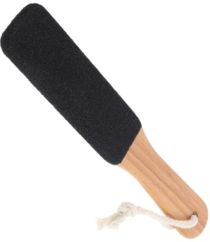 Removedor de Callos para Pies Mango de Madera Negro | Doble Cara de Material Abrasivo, Uso en Casa y Viaje, Diseño Portátil y Resistente