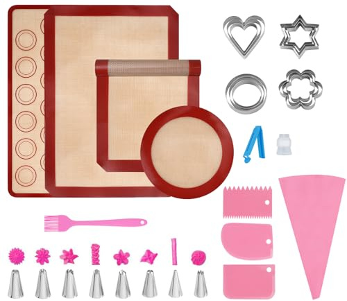 BZUEPRS 30Pcs Rectangular Tapete de silicona para hornear macarons moldes para galletas, Tapete Silicona Horno de Antiadherente para Hornear, para Macaron Galletas Pasteles Pan Pizza