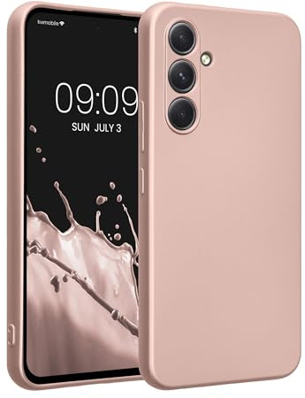 kwmobile Handyhülle für Samsung Galaxy A54 5G Hülle - weiche Silikon Case metallisch schimmernd - Schutzhülle Cover - Metallic Rosegold