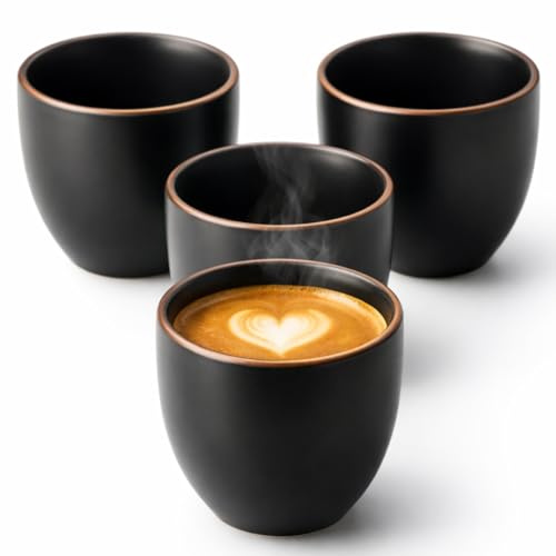Maxito Espressotassen aus Steingut mit 80 ml im 4er Set für Kaffeeliebhaber - Espresso & Kaffeetassen - Geschenke für Männer und Frauen