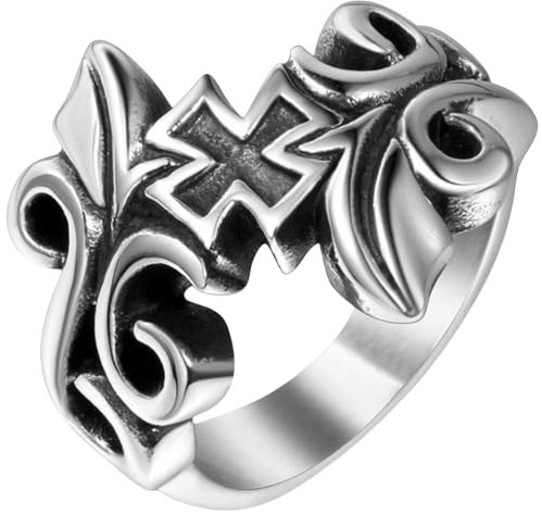 Jpltlvy Titanium Steel Vintage Ring for Casual Wear with Floral Vine Design Suitable for Gifting Men