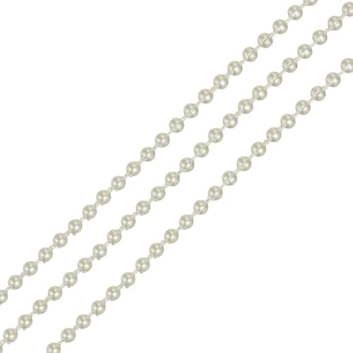 sourcing map 11 Yards Pearl Beads Garland, 3mm Faux Bead String | of Pearls Garland,Pearl Ribbon Pearls Chain String,for DIY Craft Decoration Bracelets Holiday Wedding Supplies