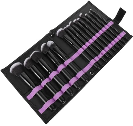 Set de Brochas de Maquillaje Negras de 15 Piezas Fibras