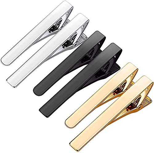Viaky slipsklämmor 6 st, smal slipstång set klassisk silver guld svart färg, lång och kort två stilar slipsstift för bröllop, affärer, fest, möte, Standard, koppar, Copper Sunstone