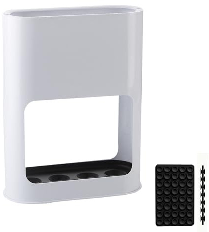 SHENRUZENG Paragüero blanco, soporte para paraguas con ventosa de silicona antideslizante, bandeja de goteo extraíble, 4 ranuras para paraguas largos y cortos