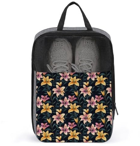 Sacs à chaussures de golf pour voyage pour homme et femme – Sac à chaussures de voyage coloré à motif lys pour l'emballage dans une valise, un bowling, une pointe de football, un sac de sport avec