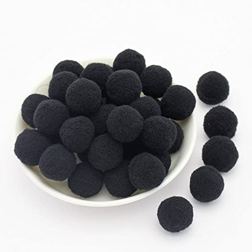 Anevous 144 Stück Mini Pompons,Klein Pompons,Plüsch Bälle,Filzkugeln,Bommeln,Pom Pom Set,Pompoms zum Basteln für Ostern,Weihnachten,DIY Kreative Handwerk,15mm,Schwarz