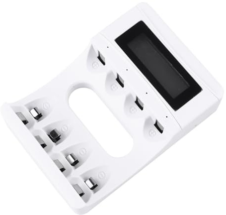 FELTECHELECTR Caricabatterie con Display LCD Slot per Batterie Ricaricabili Aa Aaa Ricarica Intelligente con Slot Indipendenti e Modalità Trickle per Massima Capacità