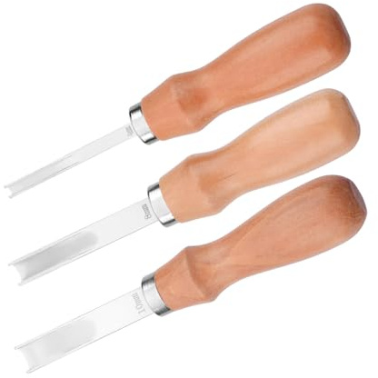 FONDOTIN 3 Piezas Herramienta de Rebajado de Cuero con Cuchillas Anchas para Biselado Preciso de Bordes Rebajado Manual para Cinturones Carteras y Artesanía Cuero DIY