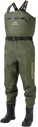 BASSDASH Men’s PVC Chest Wader Ripstop High Strength Boot Foot Waders for Fly Fishing Hunting FW13