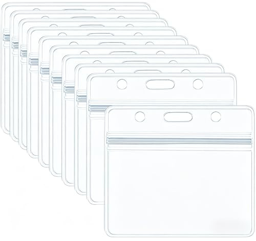 CRCFSUK 50 Stück Kartenhüllen - Transparente Ausweishülle aus PVC, 10 x 8 cm Wasserdicht Kartenhülle, Namenschilder Kartenhalter für Ausweise, Karten, Schule, Büro (Max. Kartengröße: 9 x 6 cm)